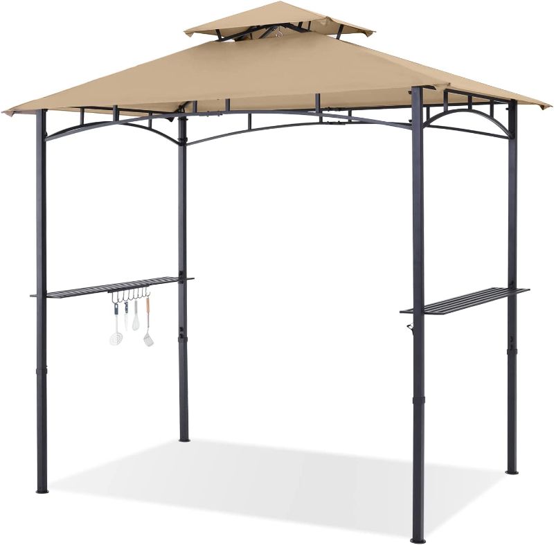 Photo 1 of ABCCANOPY 8'x 5' Grill Gazebo Shelter, Outdoor BBQ Gazebo Canopy with LED Light (Caramel)
