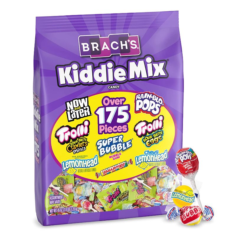 Photo 1 of 4 pack Brach's Kiddie Mix, Assorted Candy, Valentine's Day Classroom Exchange for Kids, 175 Pieces, Individually Wrapped
best by feb 2023