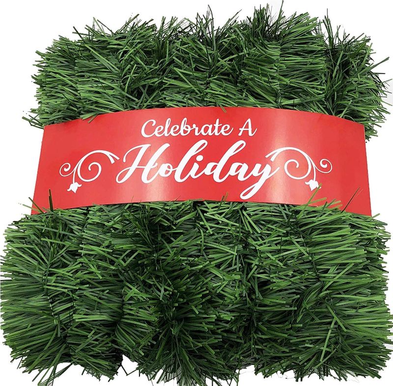 Photo 1 of 50 Foot Garland for Christmas Decorations - Non-Lit Soft Green Holiday Decor for Outdoor or Indoor Use - Premium Quality Home Garden Artificial Greenery, or Wedding Party Decorations (1, 50 FT)
