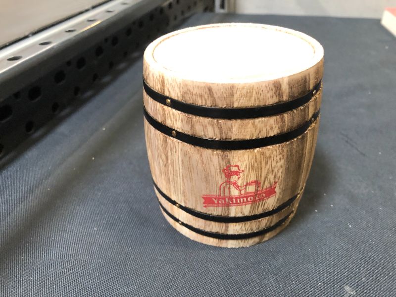 Photo 2 of (LID IS UPSIDE DOWN)Yakimoto wooden barrel with Lid Food Storage Container Tea Canister Kitchen Storage Caddy for Tea Bag/Loose Tea/Flour/Coffee/Bean/Food Preserve