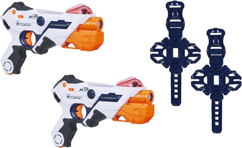 Photo 1 of AlphaPoint Nerf Laser Ops Pro Toy Blasters - Includes 2 Blasters & 2 Armbands - Light & Sound FX - Health & Ammo Indicators - for Kids, Teens & Adults
