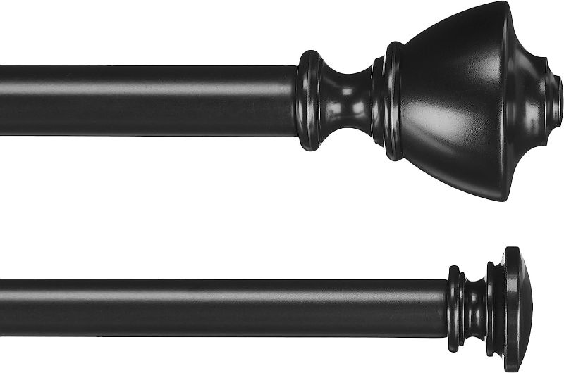 Photo 1 of Amazon Basics Double Curtain Rod with Urn Finials - 72" to 144", Black
