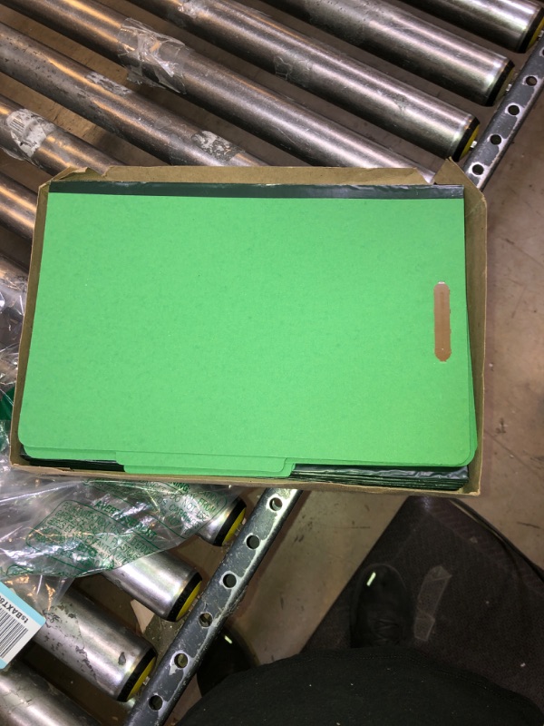 Photo 2 of Pendaflex® Classification Folders, 1 Divider, 2" Fasteners, Letter, Dark Green, 10/Box (23733P)
