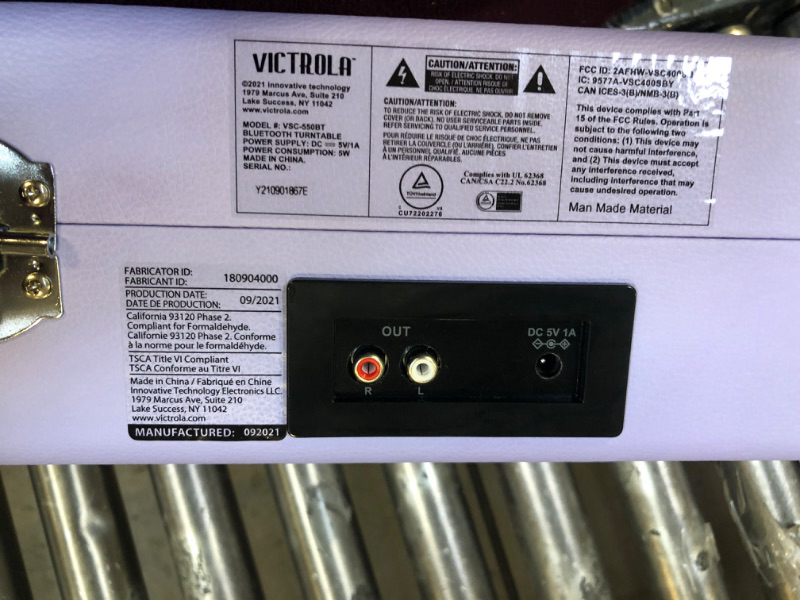 Photo 1 of Victrola Vintage 3-Speed Bluetooth Portable Suitcase Record Player with Built-in Speakers | Upgraded Turntable Audio Sound | Lavender (VSC-550BT-LVG) Lavender/Silver Record Player