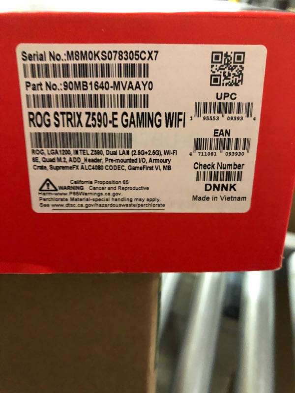 Photo 2 of ROG Strix Z590-E Gaming WiFi 6E LGA 1200(Intel® 11th/10th Gen) ATX Gaming Motherboard (PCIe 4.0, 14+2 Power Stages, DDR4 5333+, Dual Intel® 2.5 Gb LAN,Thunderbolt 4, 4xM.2/NVMe SSD and Aura RGB)
