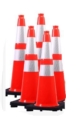 Photo 1 of (5 Cones) BESEA 28” inch Orange PVC Traffic Cones, Black Base Construction Road Parking Cone Structurally Stable Wearproof (28" Height) 01_28"(5 Cones)