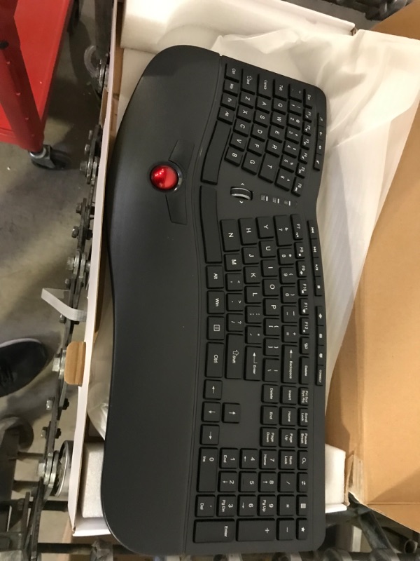 Photo 3 of Ergonomic Keyboard, 2 in 1 Wireless Computer Keyboard and Trackball Mouse Combo Design with Wrist Rest, Split Keyboard, USB Keyboard for Windows/Mac/Laptop/Computer/PC-Black