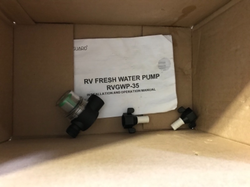 Photo 3 of RVGUARD Fresh Water Pump, 12V DC Self Priming Diaphragm Water Pump, 3.5 GPM with Strainer Filter, Adapters, for RV, Yacht, Garden, Camper