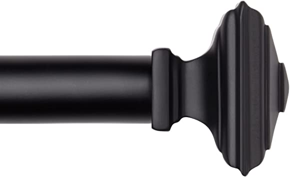 Photo 1 of Black Curtain Rod for Windows-EUPLAR 1 Inch Single Curtain Rod with Decorative Square Finials, 36-72 Inch Adjustable Window Curtain Rods for Living Room, Kitchen
