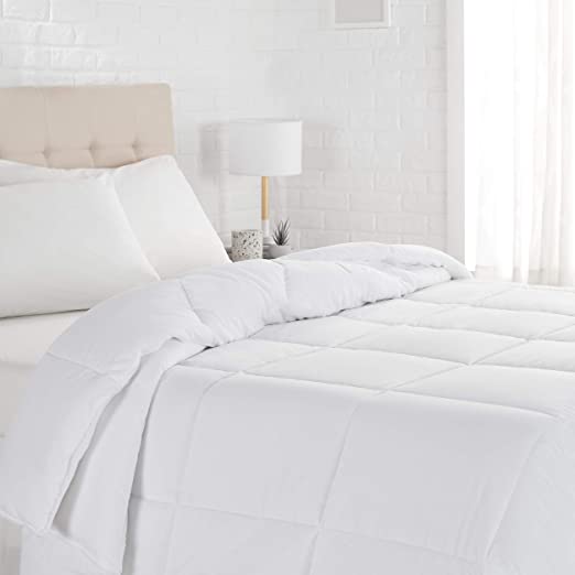 Photo 1 of Amazon Basics Down Alternative Bedding Comforter Duvet Insert - QUEEN, White, Light

