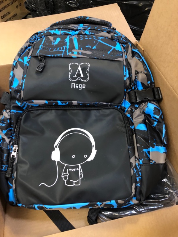 Photo 2 of Asge Backpacks for Boys School Bags for Kids Luminous Bookbag and Sling Bag Set Blue