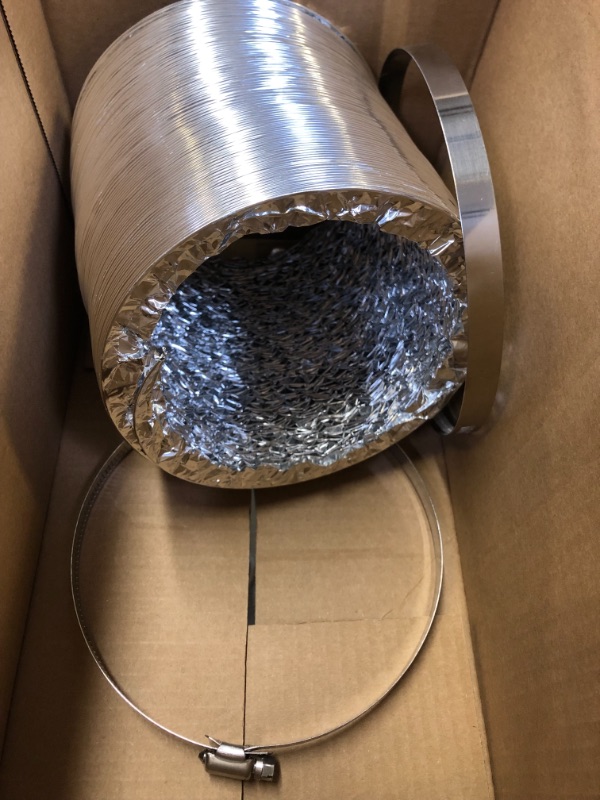 Photo 2 of  Dryer Vent Hose Kit -UNKOWN LENGTH  with 2 Stainless Steel Worm Clamp - Flexible Universal Aluminum Foil Non-Insulated - Silver