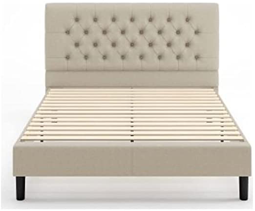 Photo 1 of ZINUS Misty Upholstered Platform Bed Frame / Mattress Foundation / Wood Slat Support / No Box Spring Needed / Easy Assembly, Taupe, King
