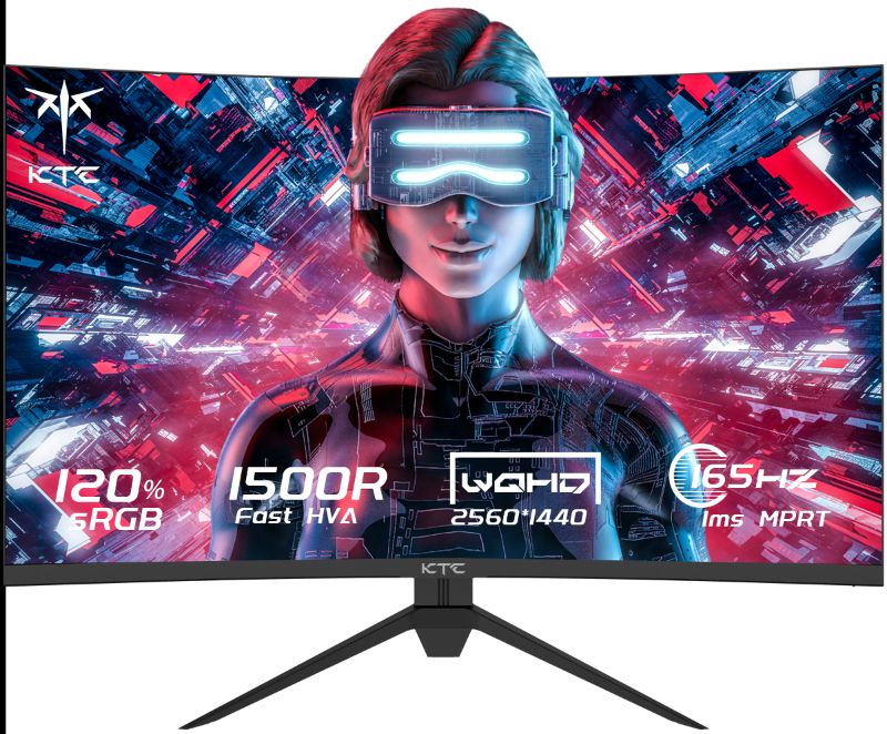 Photo 1 of KTC H27S17 – 27” 1440p 1500R Curved Gaming Monitor, 165Hz(144Hz) Refresh Rate, 1ms Response Time, FreeSync Premium, 3-Side Frameless Design