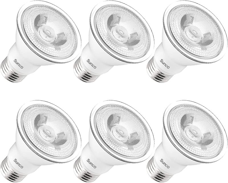 Photo 1 of (USED)Sunco Lighting PAR20 LED Bulbs 50W Equivalent 7W, Dimmable 3000K Warm White, 470 LM, E26 Medium Base, IP65 Waterproof, Indoor Outdoor Flood Light - UL 6 Pack
