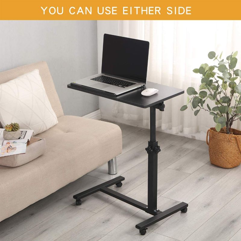 Photo 1 of TigerDad Overbed Bedside Desk Mobile Rolling Laptop Stand Tilting Overbed Table with Wheels Height Adjustable Tray Table for Laptop Bed Sofa Side Table (Black)