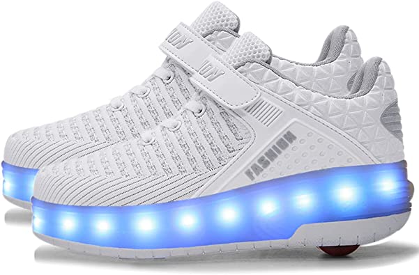 Photo 1 of Aikuass USB Chargable LED Light Up Roller Shoes Wheeled Skate Sneaker Shoes for Boys Girls Kids size 6.5 kids
