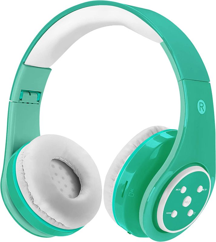 Photo 1 of Kids Wireless Bluetooth headphones Volume Limited 85db Stereo Sound Over-Ear Foldable Lightweight Children headphones with Mic SD Card Slot up to 6-8 hours play time for Boys Girls Adults (Green)
