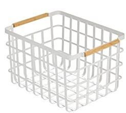Photo 1 of  Metal Wire Closet Storage Basket Bin Organizer with Wood Handles for Bed