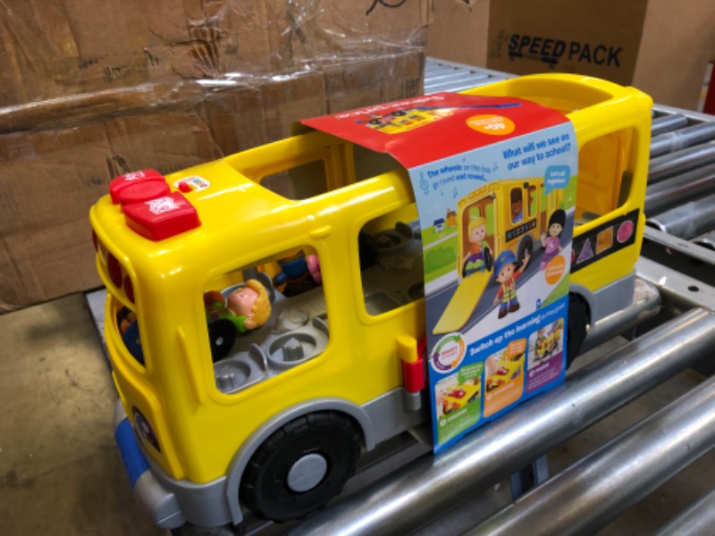 Photo 3 of Fisher-Price Little People Toddler School Bus Push Toy with Lights Sounds and Smart Stages Learning Content, 4 Toy Figures? Big Yellow School Bus