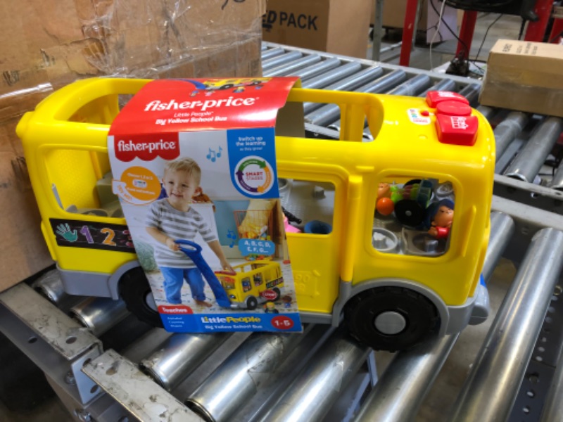 Photo 2 of Fisher-Price Little People Toddler School Bus Push Toy with Lights Sounds and Smart Stages Learning Content, 4 Toy Figures? Big Yellow School Bus