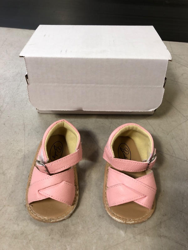 Photo 2 of Isbasic Infant Baby Boys Girls Summer Beach Sandals Breathable Athletic Anti-slip Soft Sole Newborn First Walker Crib Shoes 3-6 Months Infant I/Pink -  DAMAGE : SHOWN IN PICTURE 