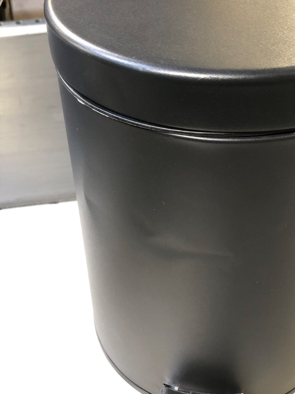 Photo 5 of Addison Home 1.3 Gallon / 5 Liter, Steel Step Trash Can with Removable Inner Bucket, Black - DAMAGES : SHOWN IN LIVE PHOTOS (DENTS/RUBBISH CAN IS A LITTLE BANT & MISPLACED)