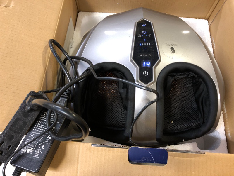 Photo 1 of MIKO Foot Massager Machine - Deep Kneading, Shiatsu, Air Compression, and Heat Therapy - Plantar Fasciitis, Diabetics, Neuropathy, Fits Up to Men Size 13 Grey With Digital