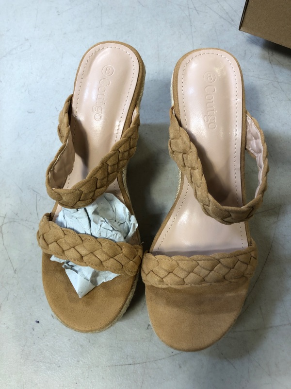 Photo 2 of Coutgo Womens' Wedge Platform Espadrilles Two Strap Woven Slip On Summer Shoes
SIZE 8