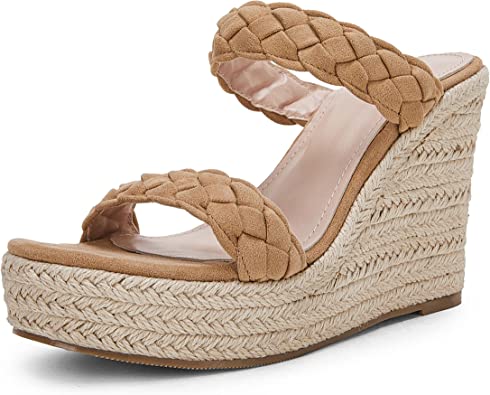 Photo 1 of Coutgo Womens' Wedge Platform Espadrilles Two Strap Woven Slip On Summer Shoes
SIZE 8