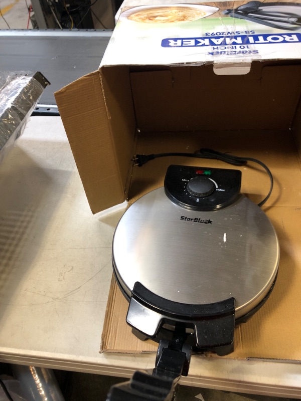 Photo 2 of 10inch Roti Maker by StarBlue with FREE Roti Warmer - The automatic Stainless Steel Non-Stick Electric machine to make Indian style Chapati, Tortilla, Roti AC 110V 50/60Hz 1200W