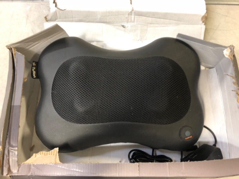 Photo 2 of Zyllion Shiatsu Back and Neck Massager - Cordless Rechargeable 3D Kneading Massage Pillow with Heat for Muscle Pain Relief - Black (ZMA-13RB-BK)