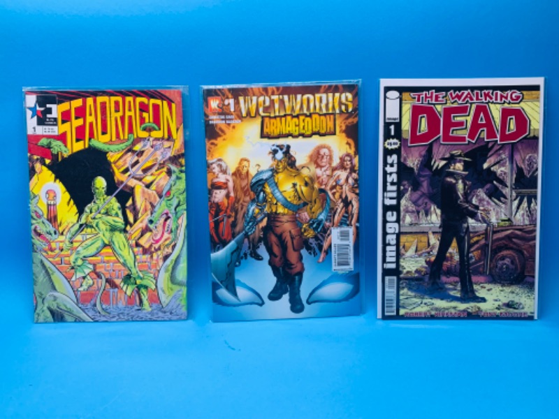 Photo 1 of 015021… 3 comics all number #1’s in plastic sleeves 