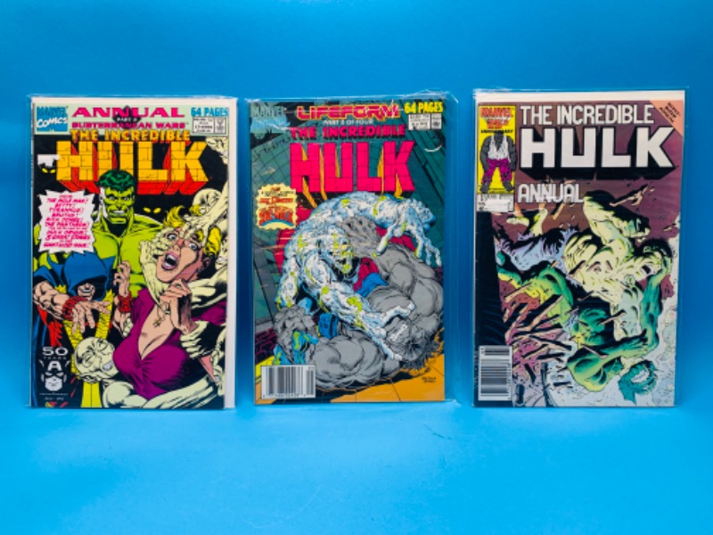 Photo 1 of 015023…3 Incredible Hulk comics in plastic sleeves 