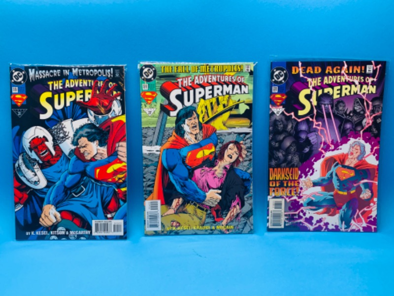 Photo 1 of 015043… 3 Superman comics in plastic sleeves 