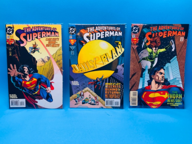 Photo 1 of 015045… 3 Superman comics in plastic sleeves 
