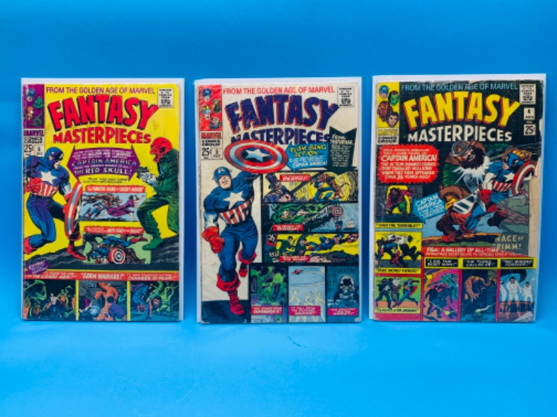 Photo 1 of 015051…condition issues- 3 vintage $.25 fantasy masterpieces comics in plastic sleeves 