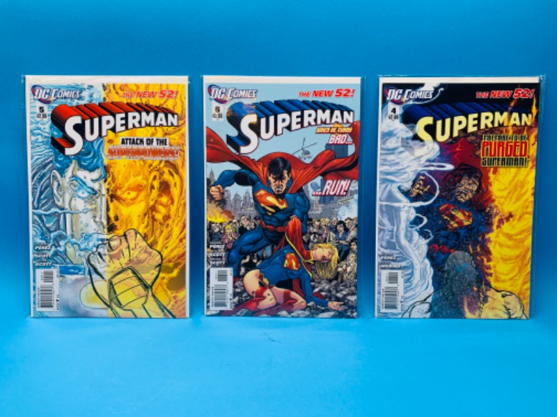 Photo 1 of 015053… 3 Superman comics in plastic sleeves 