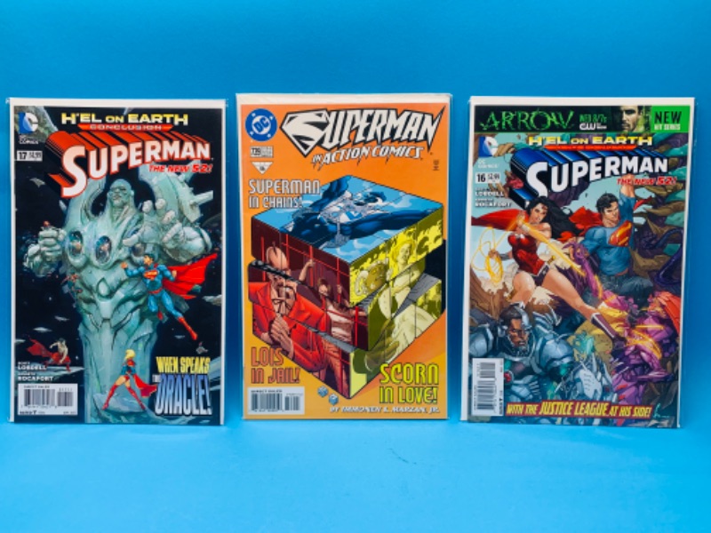 Photo 1 of 015056…  3 Superman comics in plastic sleeves 