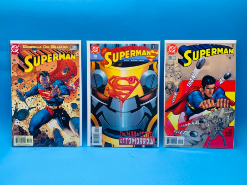 Photo 1 of 015074…3 Superman comics in plastic sleeves 