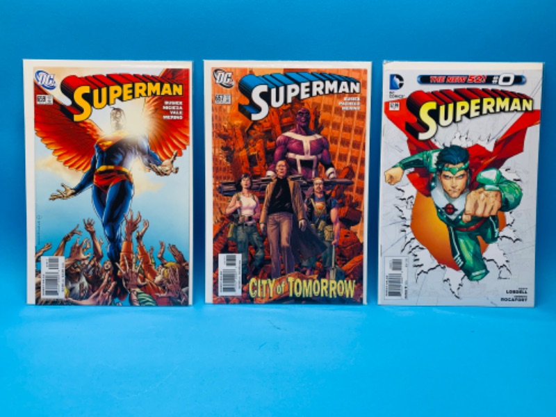 Photo 1 of 015084… 3 Superman comics in plastic sleeves 