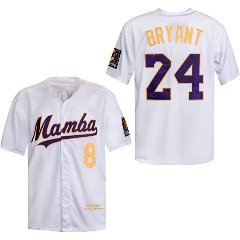 Photo 1 of Men's 8 24 Bryant Forever Farewell Tribute Retro Baseball Jersey (XXXL, WHITE)