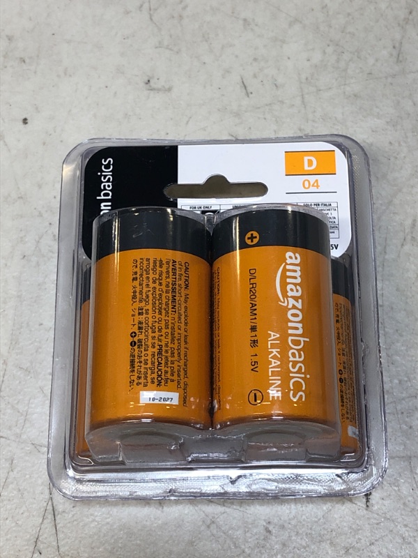 Photo 2 of Amazon Basics 4 Pack D Cell All-Purpose Alkaline Batteries, Easy to Open Value Pack 4 D Batteries