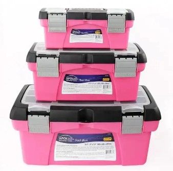 Photo 1 of 10 in., 12.5 in. and 16 in. Tool Box in Pink (3-Components)
