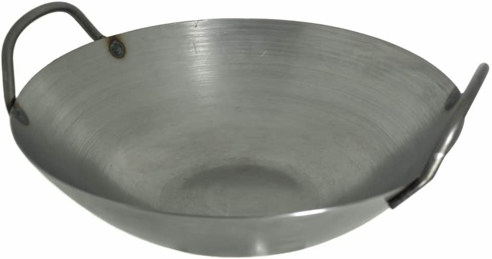 Photo 1 of 12 Inches Carbon Steel Flat Bottom Wok with Two Side Handle, 14 Gauge Thickness, USA Made
