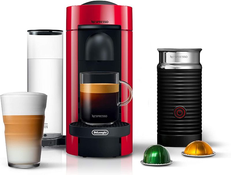 Photo 1 of Nespresso VertuoPlus Coffee and Espresso Machine by De'Longhi with Milk Frother, Cherry Red
