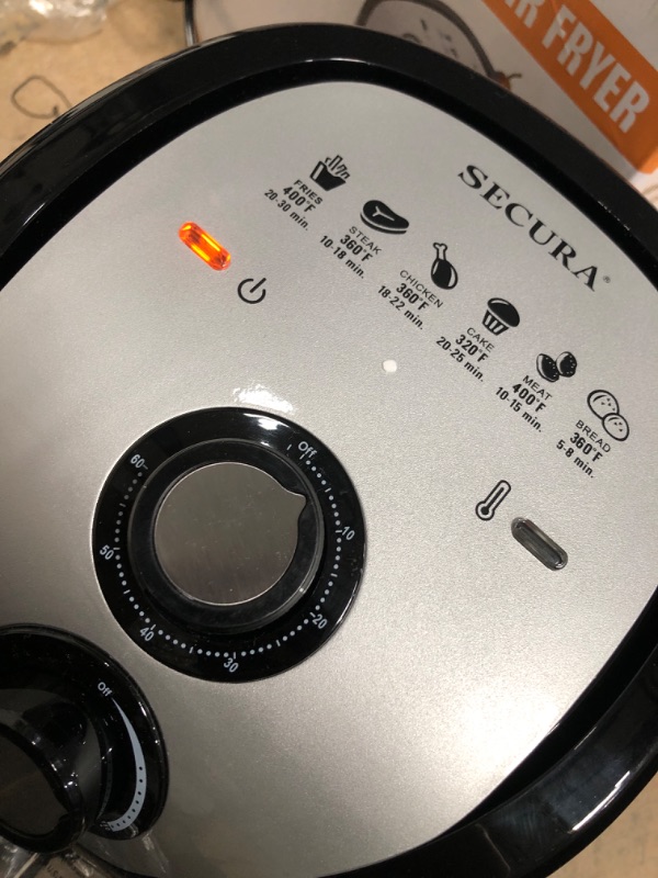 Photo 2 of Secura Air Fryer 3.4Qt / 3.2L 1500-Watt Electric Hot XL Air Fryers Oven Oil Free Nonstick Cooker with/Recipes for Frying, Roasting, Grilling, Baking
