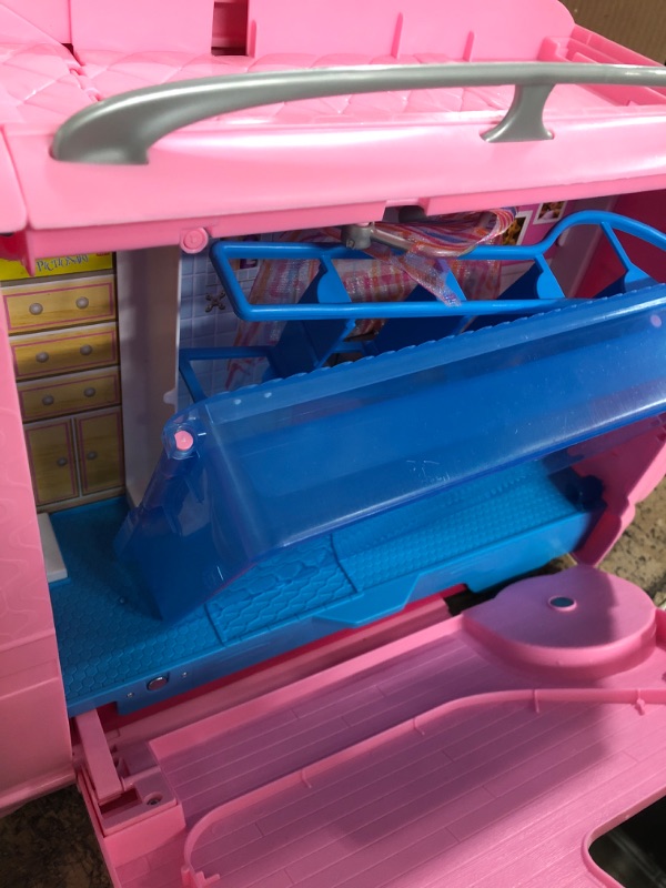 Photo 4 of Barbie Camper Playset With Barbie Accessories, Pool And Furniture, Rolling Vehicle With Campsite Transformation??? [Amazon Exclusive]