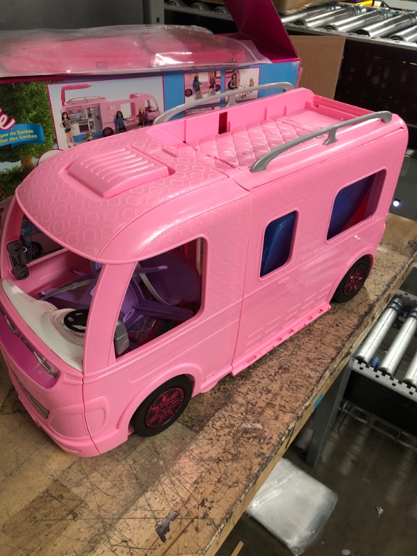 Photo 2 of Barbie Camper Playset With Barbie Accessories, Pool And Furniture, Rolling Vehicle With Campsite Transformation??? [Amazon Exclusive]