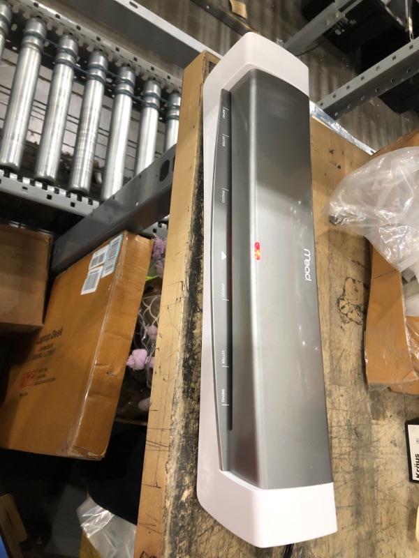 Photo 4 of **** TESTED- POWERS ON**** Mead Laminator, Thermal, HeatSeal PRO Lamination Machine, 12.5" Max Width, includes EZAlign Laminating Sheets / Pouches (M1701875), White, Gray, 3" x 18.5" x 5" 12.5 Inch-Pro